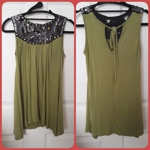 Olive Jeweled Top